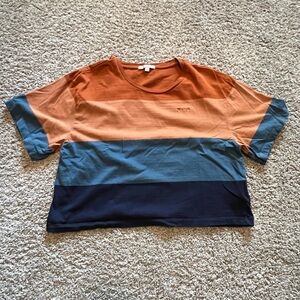Brixton Short Sleeve Tee in Orange and Blue